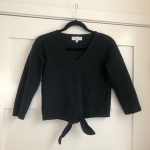 Madewell Cropped Black Mid Sleeve Knit